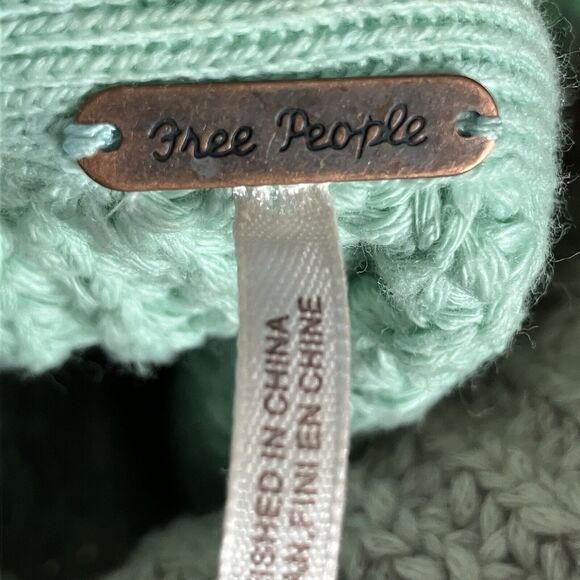 Free People Sweater Womens Sunbrite Mock Neck Mixed Media Texture Boxy River‎ - Picture 5 of 9